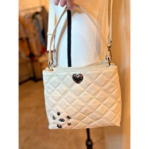 Betsey Johnson Chalk/Bone XOWALLY Quilted Tote with Crossbody Strap NEW